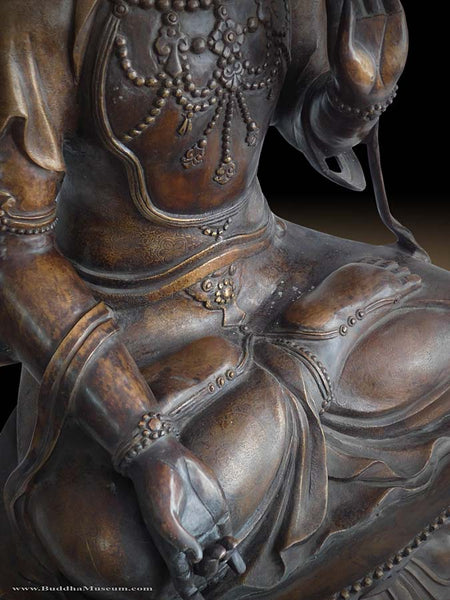 Lg Avalokiteshvara Guan Yin Antique Chinese Compassion Bronze Buddha Statue 34”H 觀世音菩薩