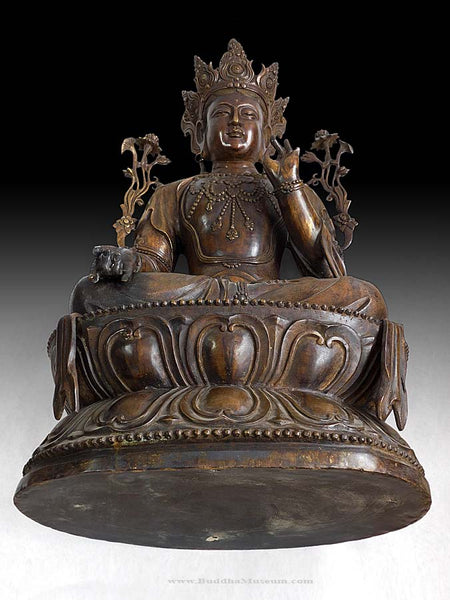 Lg Avalokiteshvara Guan Yin Antique Chinese Compassion Bronze Buddha Statue 34”H 觀世音菩薩
