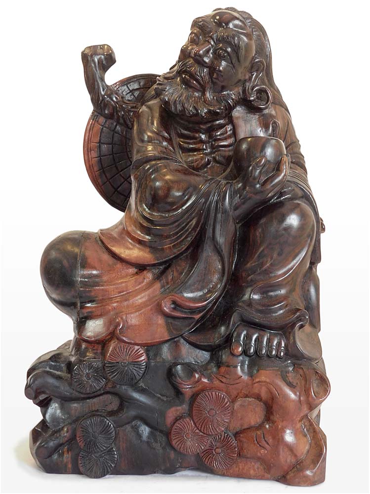 Bodhidharma Daruma Buddha Vintage Chinese Carved Da Mo Ebony wood Statue 菩提達磨