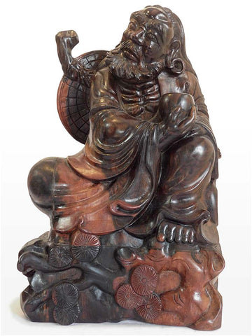 Bodhidharma Daruma Buddha Vintage Chinese Carved Da Mo Ebony wood Statue 菩提達磨