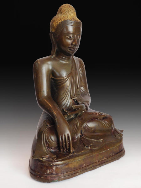 19th Century Earth Witness Myanmar Mandalay Antique Bronze Buddha 曼德勒大佛