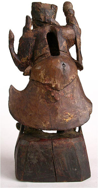 Antique Chinese Lacquered Gilt Camphor Wood Dharmapala Buddha Statue