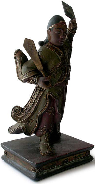 Antique Chinese Celestial Taoist Guardian Wood Statue