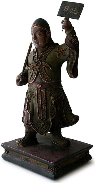 Antique Chinese Celestial Taoist Guardian Wood Statue