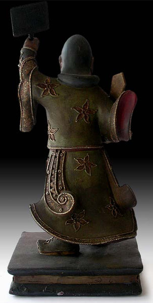 Antique Chinese Celestial Taoist Guardian Wood Statue