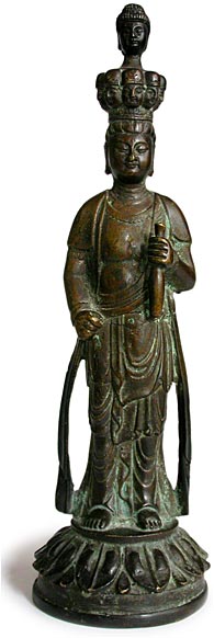 19th Century Chinese Bronze Eleven Headed Guan Yin Buddha Statue