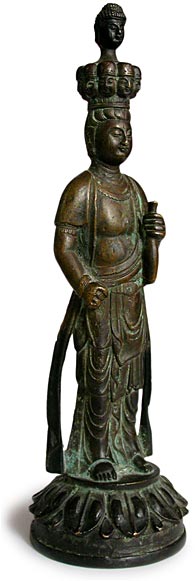 19th Century Chinese Bronze Eleven Headed Guan Yin Buddha Statue