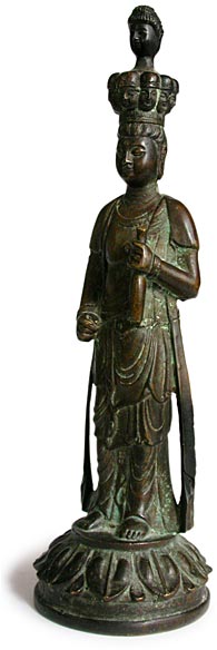 19th Century Chinese Bronze Eleven Headed Guan Yin Buddha Statue