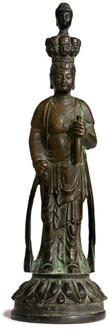 19th Century Chinese Bronze Eleven Headed Guan Yin Buddha Statue