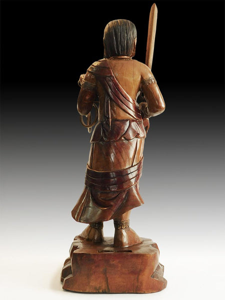 Vintage Japanese Carved Fudo Myoo Acala Immovable Wood Buddha Statue 25”H 不動明王