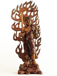 Vintage Japanese Carved Fudo Myoo Acala Immovable Wood Buddha Statue 25”H 不動明王