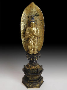 Antique Japanese Gilt Wood Jogyo Bosatsu Nichiran Bodhisattva Buddha Statue 上行菩薩