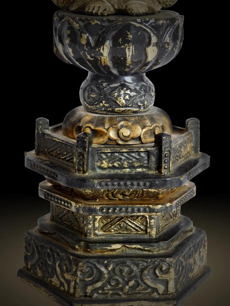 Antique Japanese Gilt Wood Jogyo Bosatsu Nichiran Bodhisattva Buddha Statue 上行菩薩