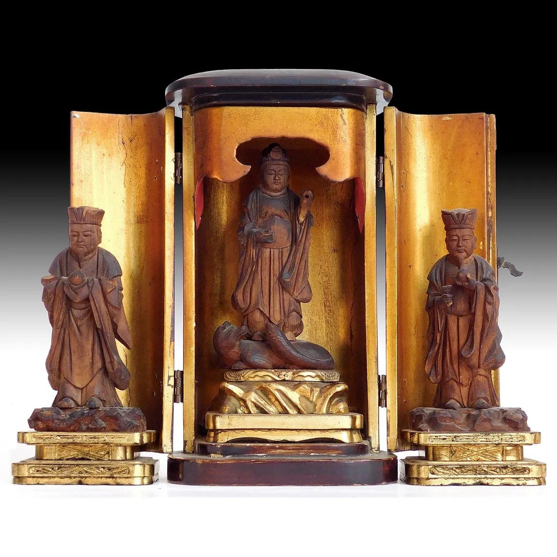 Mother Goddess of Prosperity Inari Okami Antique Japanese Zushi Shrine 稲荷大神社