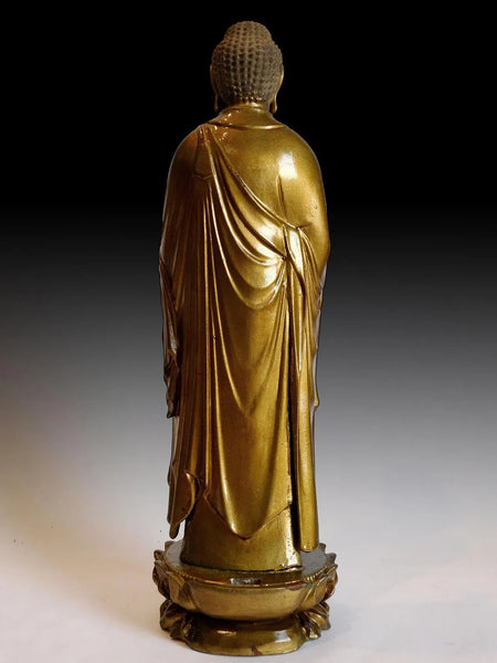 Amida Nyorai Antique Japanese Edo Joined Blocks Wood Buddha Shrine Statue 26"H 阿弥陀如来