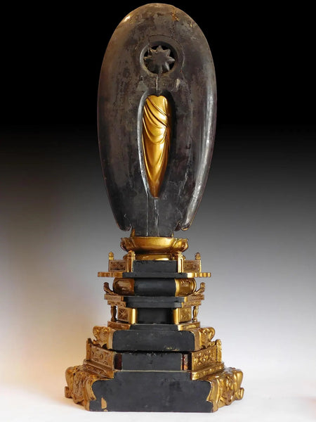 Amida Nyorai Antique Japanese Edo Joined Blocks Wood Buddha Shrine Statue 26"H 阿弥陀如来