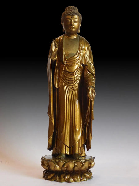 Amida Nyorai Antique Japanese Edo Joined Blocks Wood Buddha Shrine Statue 26"H 阿弥陀如来