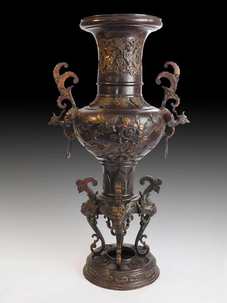 Taotie Mask Copper Bronze Koro Ritual Censer Antique Japanese Incense Burner 饕餮香鼎