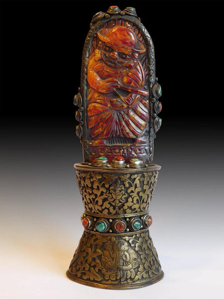 Antique Tibetan Amber Wish Fulfilling Jewel 琥珀石如意宝