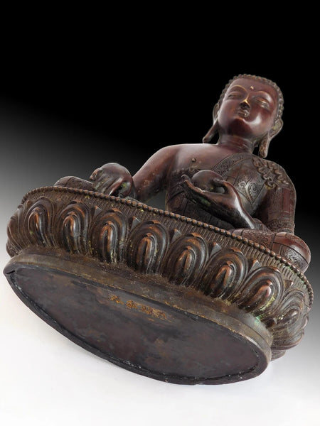 Antique Chinese Copper Gilt Bronze Akshobhya Wisdom Buddha Statue 不動如來智慧佛