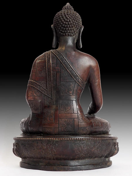 Antique Chinese Copper Gilt Bronze Akshobhya Wisdom Buddha Statue 不動如來智慧佛