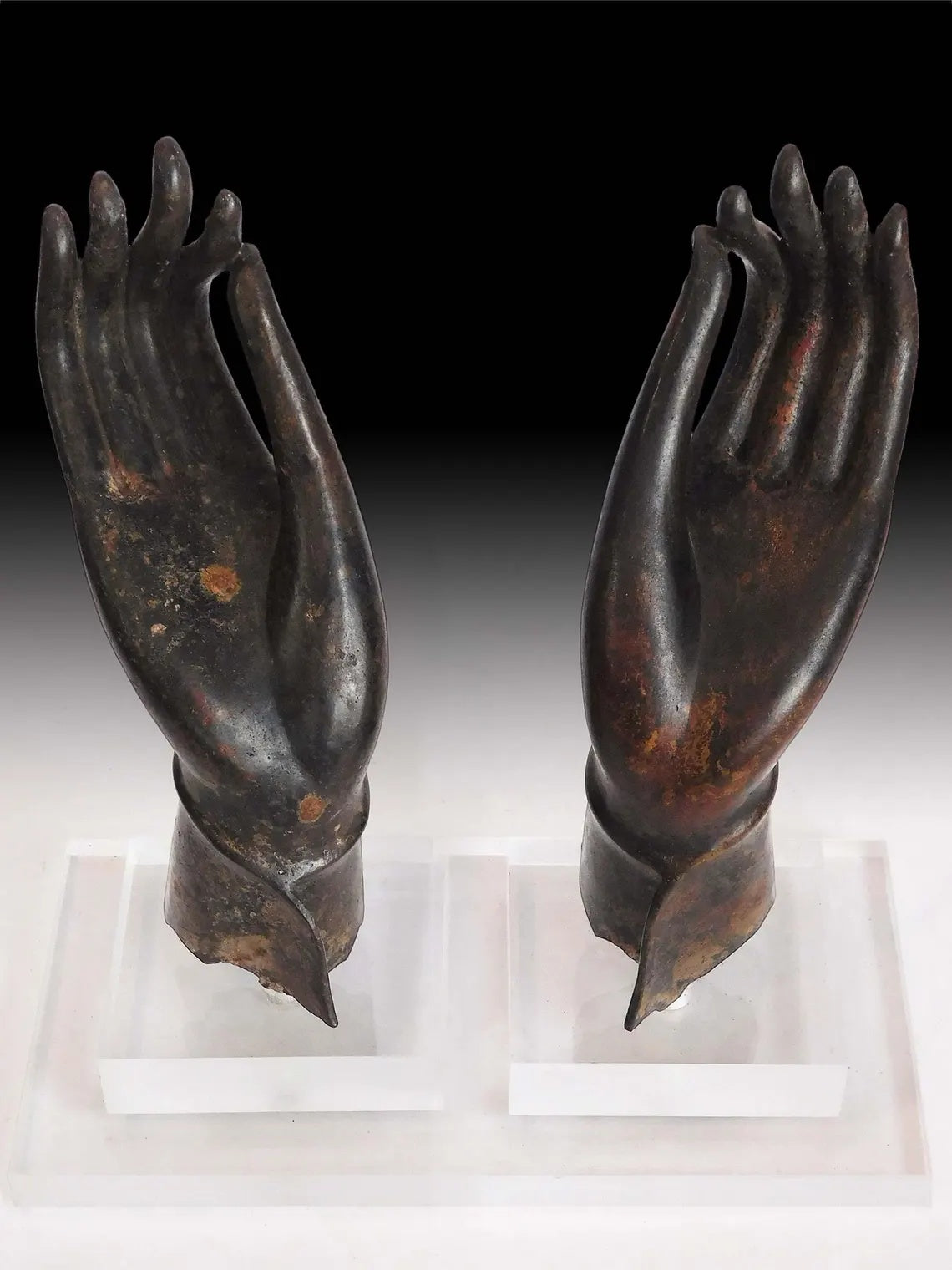 19th Century Pair of Ayutthaya Buddha Wisdom Mudra Bronze Hands 青銅佛手