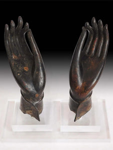 19th Century Pair of Ayutthaya Buddha Wisdom Mudra Bronze Hands 青銅佛手