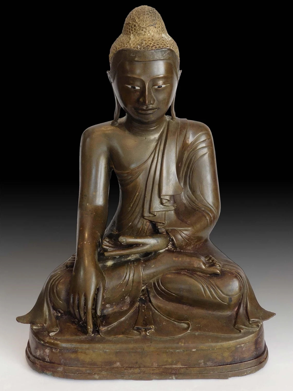 19th Century Earth Witness Myanmar Mandalay Antique Bronze Buddha 曼德勒大佛