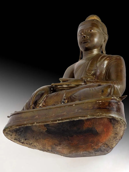 19th Century Earth Witness Myanmar Mandalay Antique Bronze Buddha 曼德勒大佛