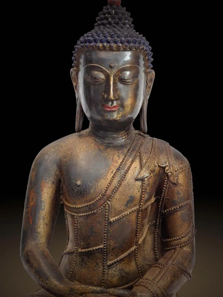 Antique Chinese Qing bronze Amitabha Statue
