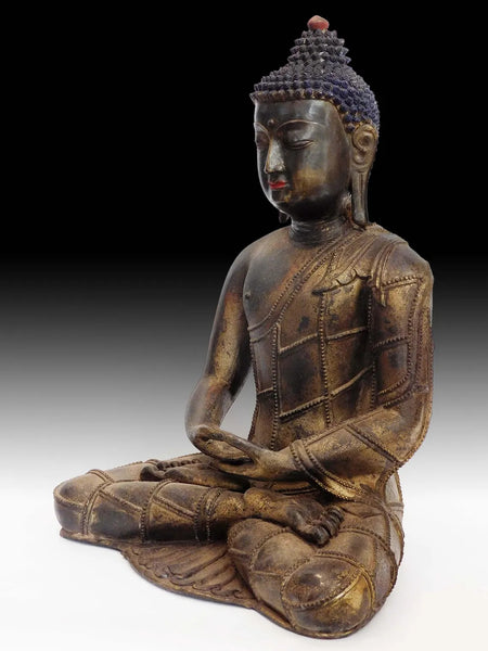 Antique Chinese Qing bronze Amitabha Statue