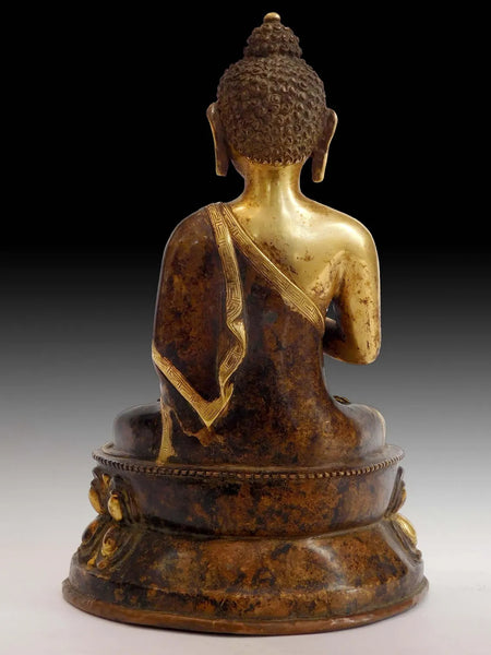 Antique Tibetan Vairocana Buddhist Wheel Turning Bronze Buddha Statue 法輪大日如來