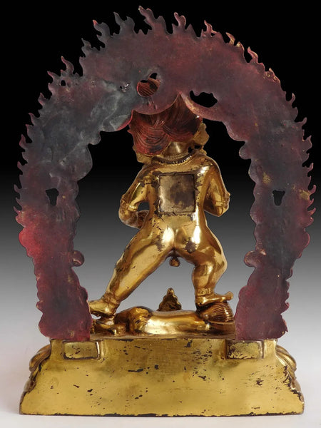 Vintage Sino Tibetan Gilt Bronze Mahakala God of Wealth Buddha Statue 金銅大黒天