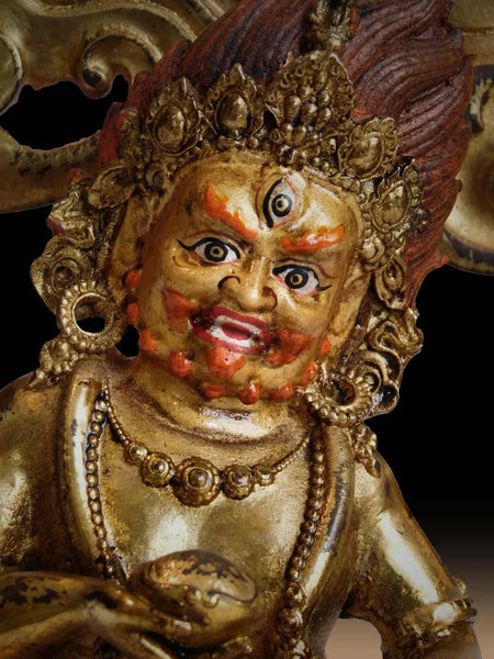 Vintage Sino Tibetan Gilt Bronze Mahakala God of Wealth Buddha Statue 金銅大黒天