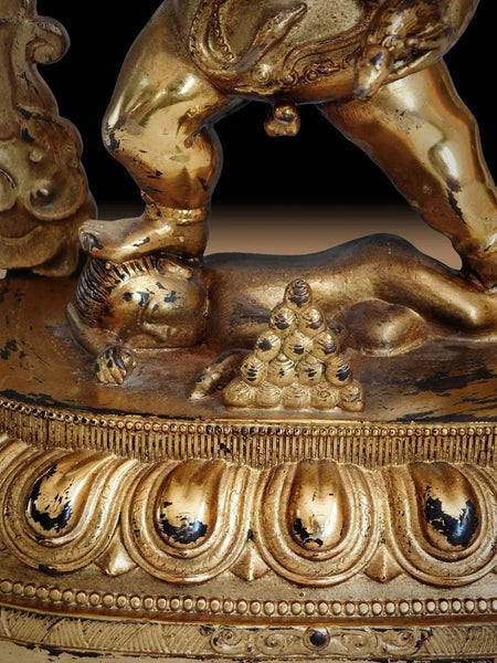 Vintage Sino Tibetan Gilt Bronze Mahakala God of Wealth Buddha Statue 金銅大黒天