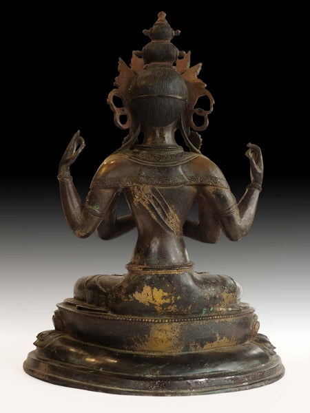 Lg Qing Bronze Avalokiteshvara Shadakshari Lokeshvara Antique Chinese Chenrezig Buddha Statue 觀自在菩薩