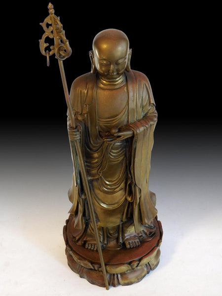 Vintage Chinese Bronze Ksitigarbha Ti Tsang Jizo Bodhisattva Buddha Statue 地藏菩薩