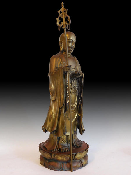 Vintage Chinese Bronze Ksitigarbha Ti Tsang Jizo Bodhisattva Buddha Statue 地藏菩薩