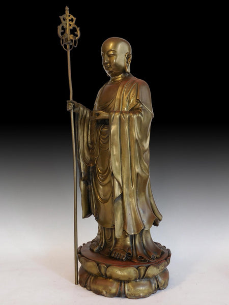 Vintage Chinese Bronze Ksitigarbha Ti Tsang Jizo Bodhisattva Buddha Statue 地藏菩薩