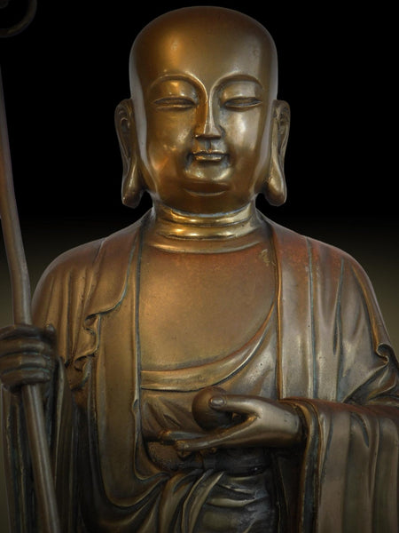 Vintage Chinese Bronze Ksitigarbha Ti Tsang Jizo Bodhisattva Buddha Statue 地藏菩薩