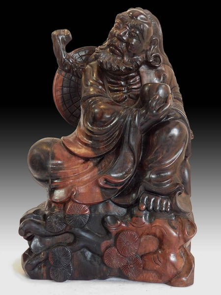 Bodhidharma Daruma Buddha Vintage Chinese Carved Da Mo Ebony wood Statue 菩提達磨