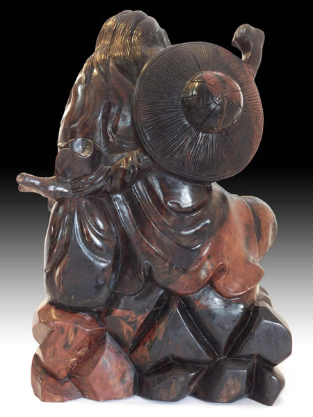 Bodhidharma Daruma Buddha Vintage Chinese Carved Da Mo Ebony wood Statue 菩提達磨