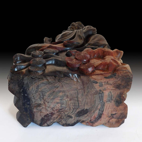 Bodhidharma Daruma Buddha Vintage Chinese Carved Da Mo Ebony wood Statue 菩提達磨