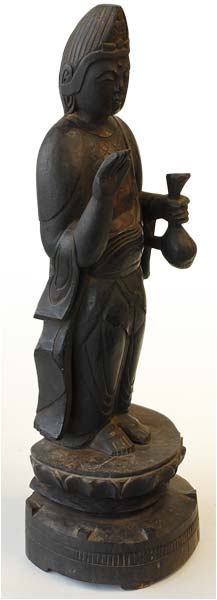 19th Century Japanese Itto Bori Kannon Bosatsu Wood Buddha Statue