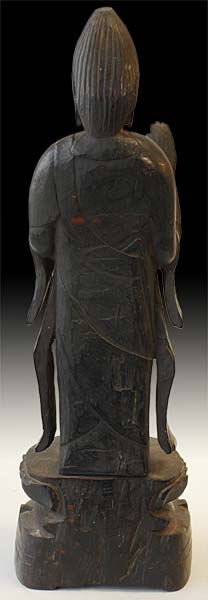 19th Century Japanese Itto Bori Kannon Bosatsu Wood Buddha Statue
