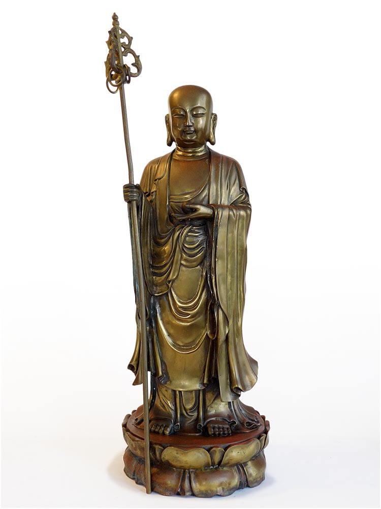 Vintage Chinese Bronze Ksitigarbha Ti Tsang Jizo Bodhisattva Buddha Statue 地藏菩薩
