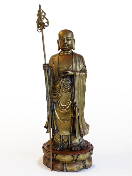 Vintage Chinese Bronze Ksitigarbha Ti Tsang Jizo Bodhisattva Buddha Statue 地藏菩薩