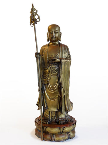 Vintage Chinese Bronze Ksitigarbha Ti Tsang Jizo Bodhisattva Buddha Statue 地藏菩薩