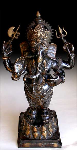 Vintage Hindu Large God of Wealth Ganesh Buddha Statue