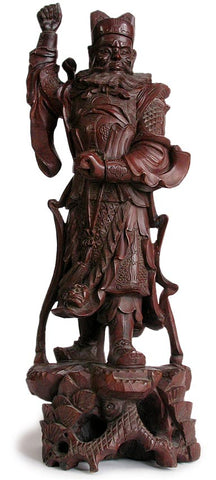 Antique Chinese Carved Rosewood Heavenly King Lokapala Statue